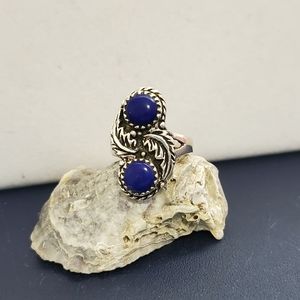 Shube sterling Southwestern Lapis Sterling Feather Swirl Ring 5